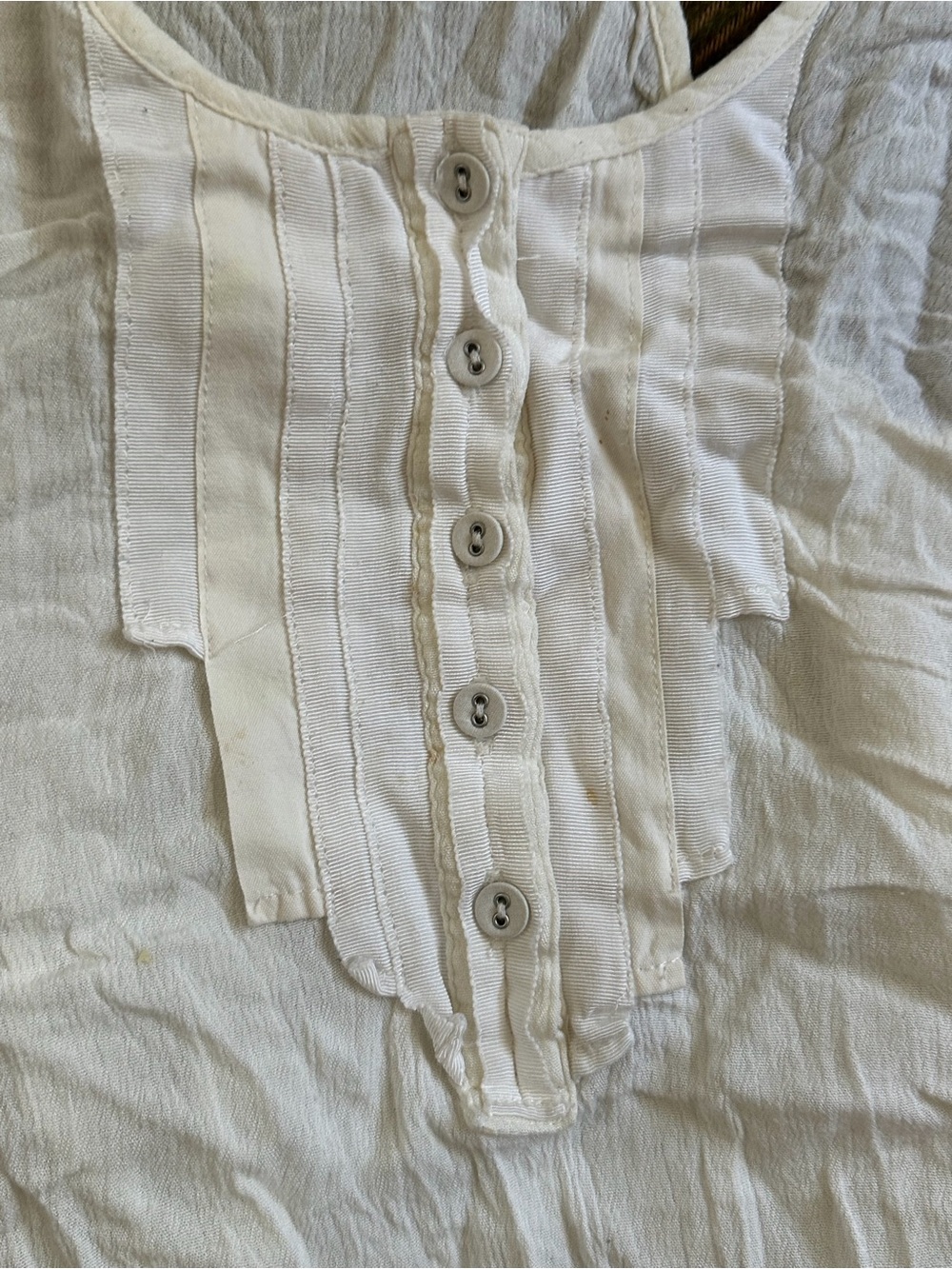 Free People Cream Button-Front Ruffle Tank - Picture 3 of 5